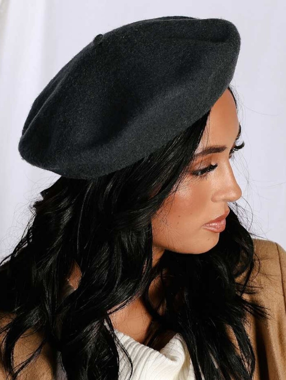 BRIXTON Audrey Classic Beret 100% Wool Felt Women's L Moldable Logo Parisian